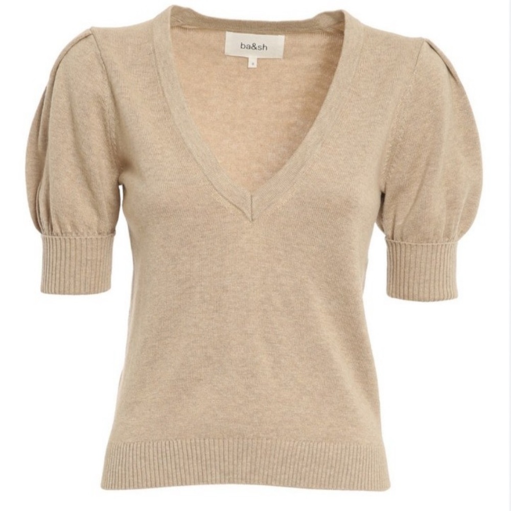 Ba&Sh Mathis jumper wool cotton beige v-neck sweater